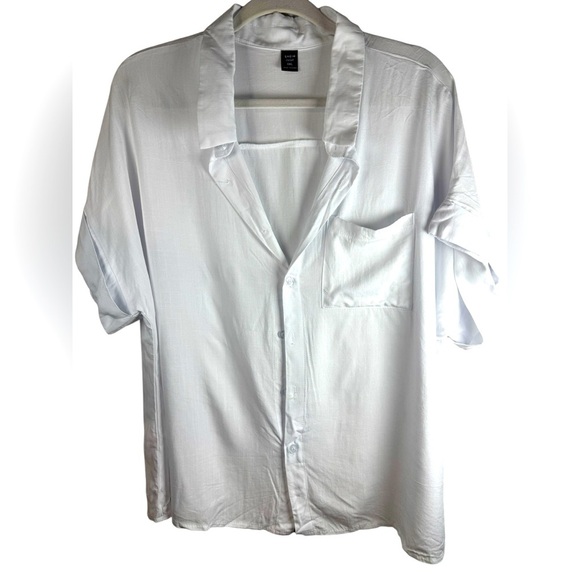 SHEIN LUNE Plus Size Solid Color Button Front Shirt With Patch Pockets Size 7xl - Picture 6 of 9